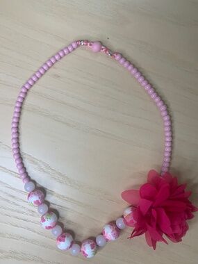 Janie & Jack Children’s Bead Necklace Pink and White Pop Closure